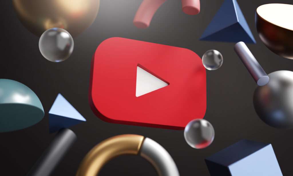 Youtube Logo Around 3D Rendering Abstract Shape Background